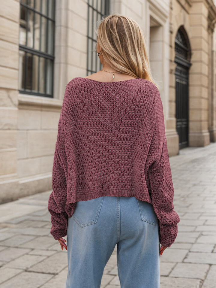 Stilla | Pullover med lange ærmer, rund halsudskæring og faldende skuldre
