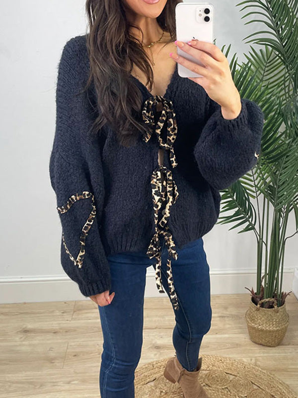 Stilla | Elegant, varm og plus size strikjakke med sløjfe