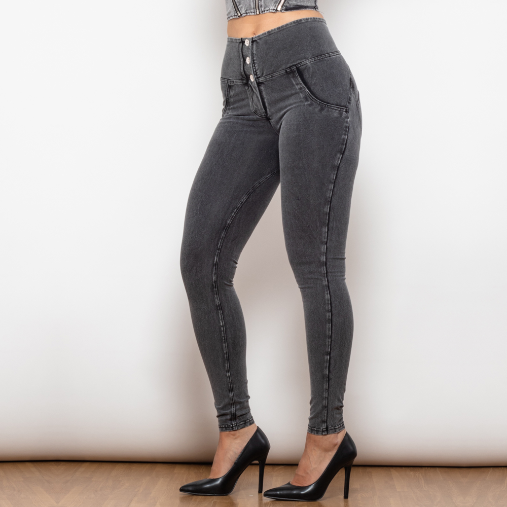 Stilla | Grå Stramme Jeans Med Høj Talje
