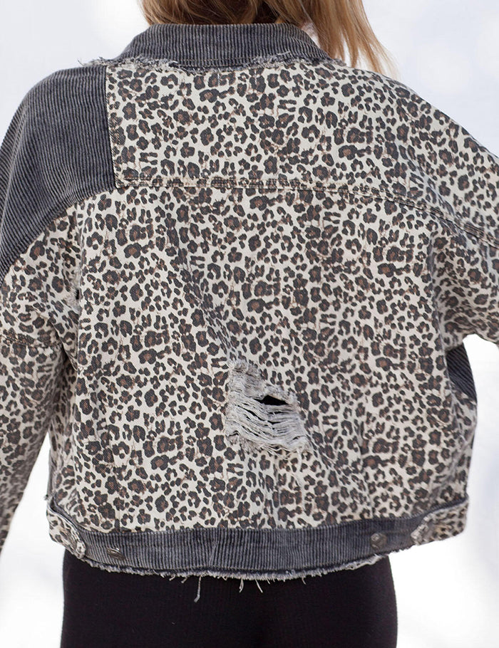 Stilla | Button Down Leopard Corduroy Jakke