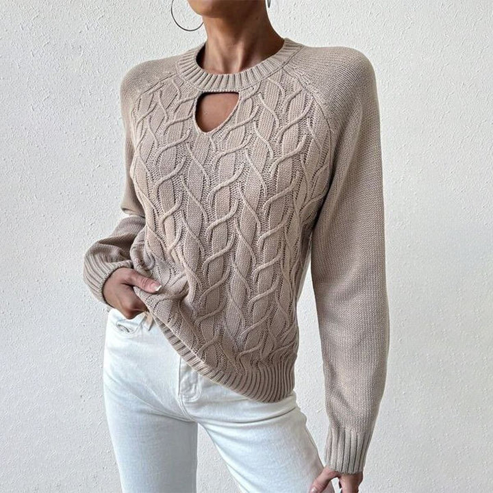 Stilla | Pullover Khaki Med Ensfarvet Rundhalsudskæring
