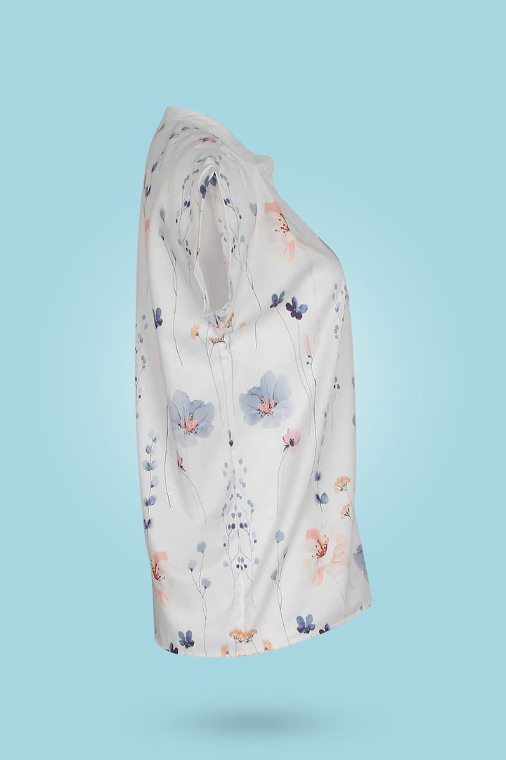 Stilla | Knap-Op Bluse Med Blomster