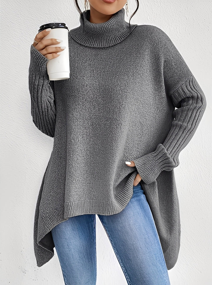 Stilla | Elegant Lang Damepullover med Rullekrave