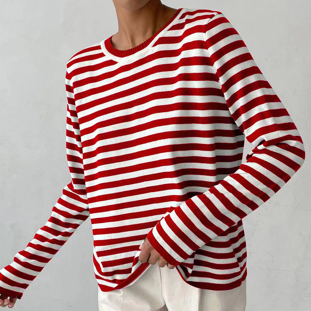Stilla | Stribet Skjortebluse Med Ribkrave