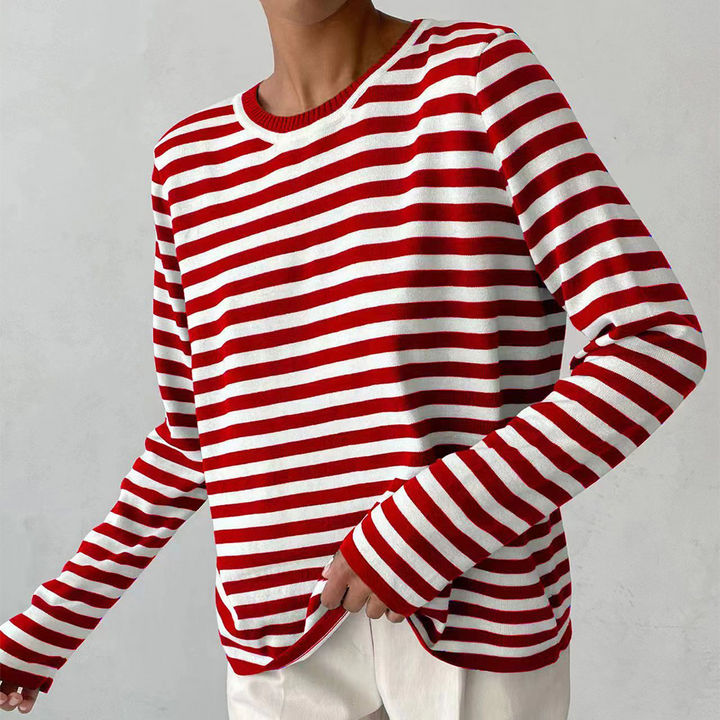 Stilla | Stribet Skjortebluse Med Ribkrave