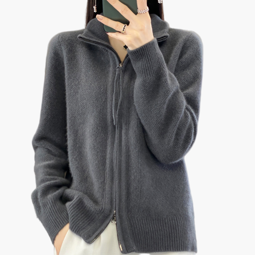 Stilla | Strikjakke med Lynlås - Elegant Casual Stil til Hverdag Og Kontor