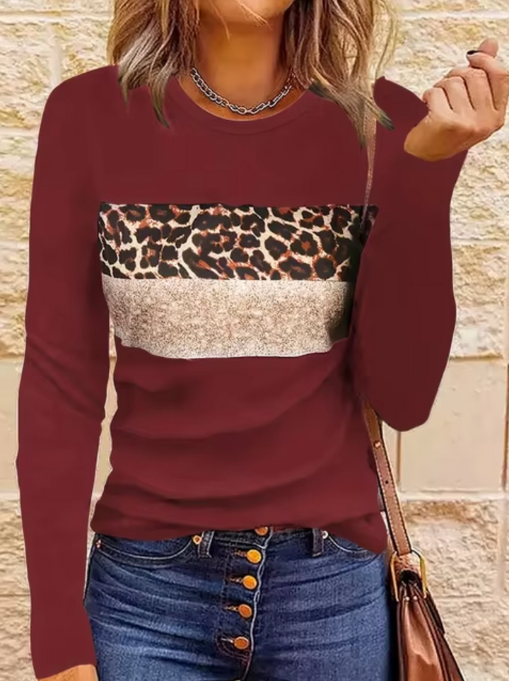 Stilla | Langærmet T-shirt med leopardmønster