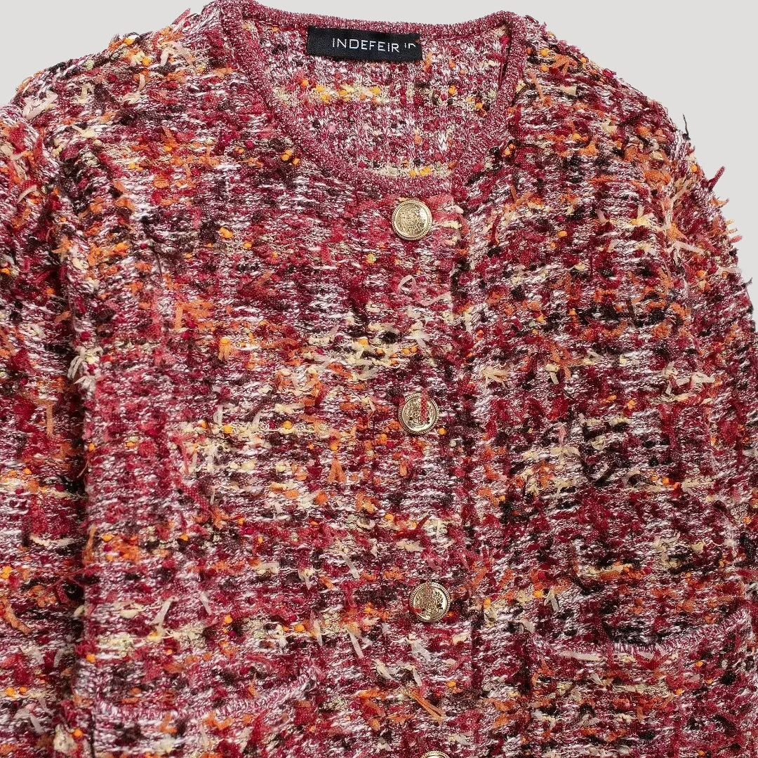 Stilla | Textureret Tweed Cropped Strikketrøje