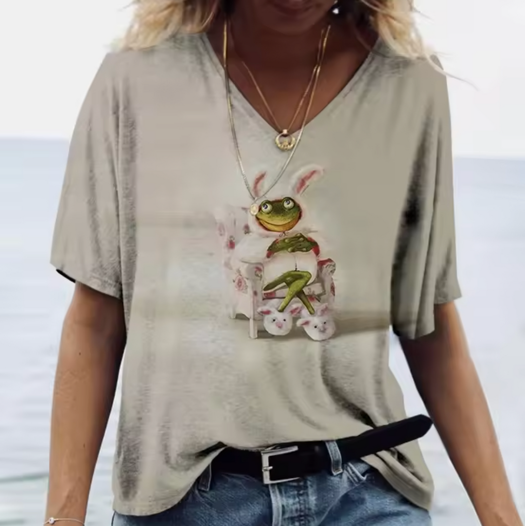 Stilla | Farverige T-shirts med kanintryk