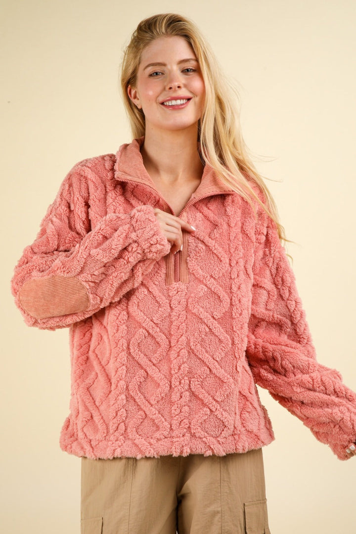 Stilla | Sweatshirt Med Halv Lynlås Af Blødt, Krøllet Fleece
