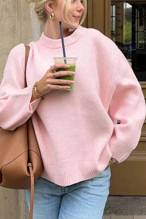 Stilla | Sød Rosa Pullover Med Rund Halsudskæring