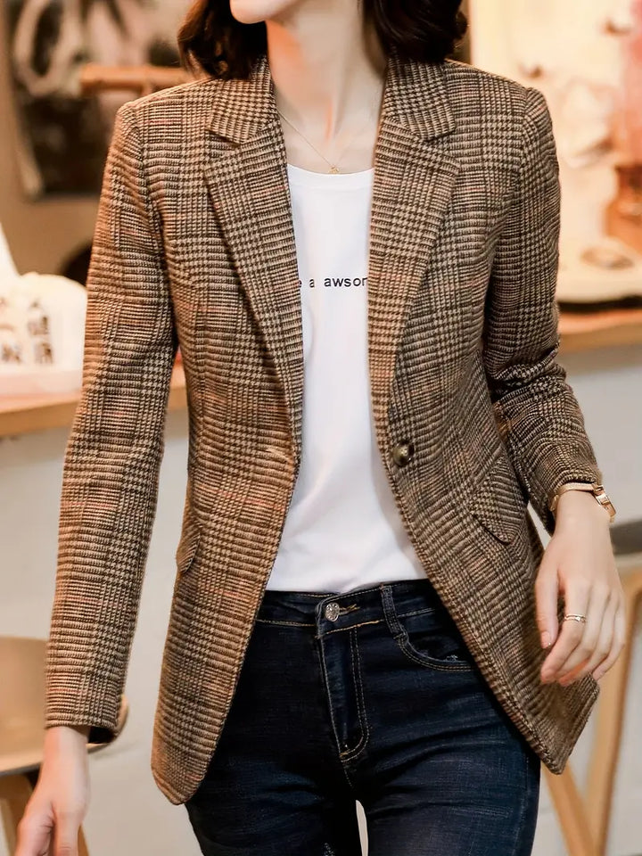 Stilla | Blazer i tern med revers og en knap