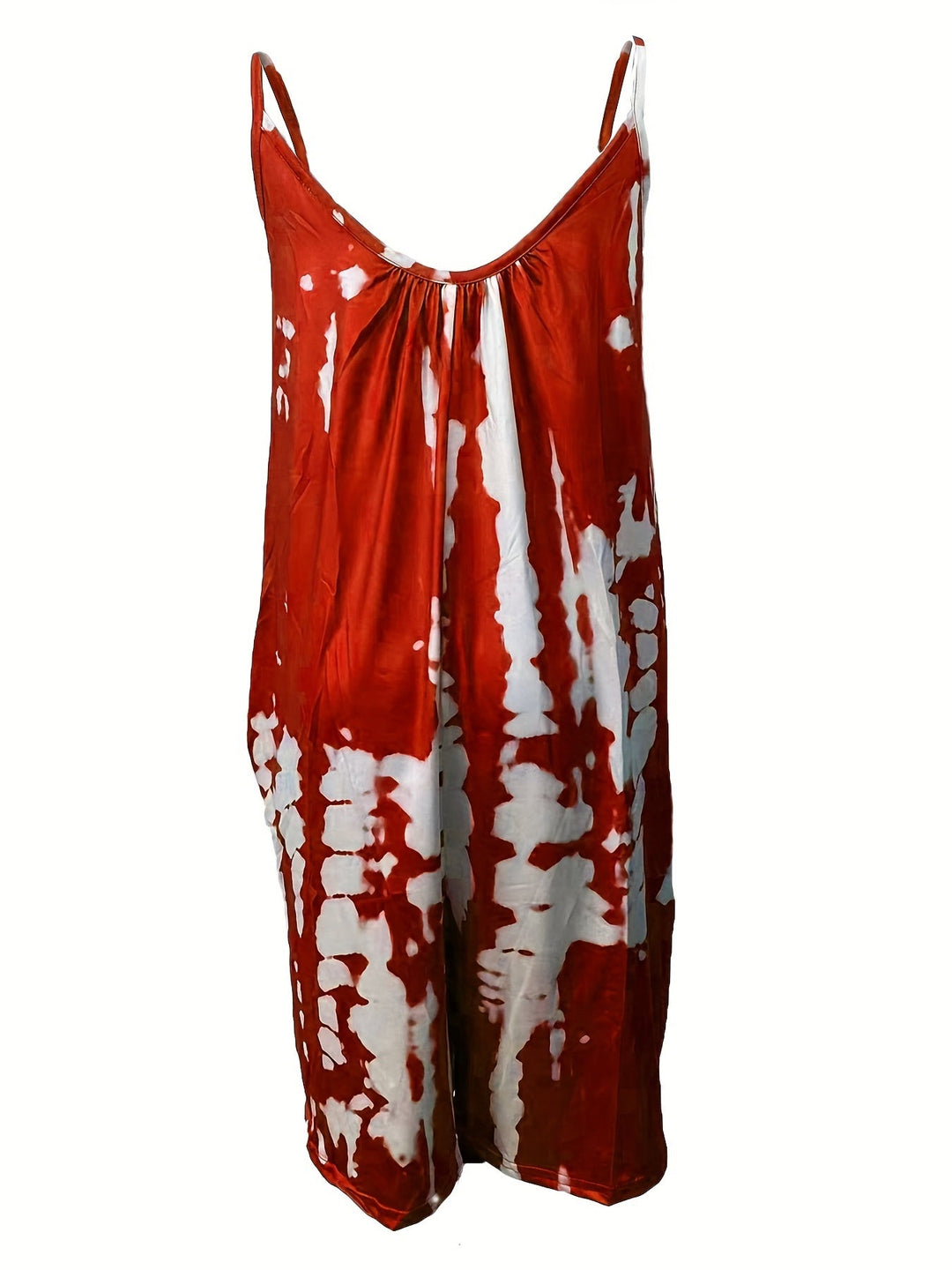 Stilla | Boho Blue Tie Dye Ærmeløs Romper Med Rund Hals