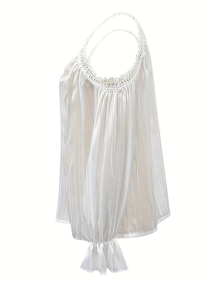 Stilla | Bluse Draperet Med Spidskant