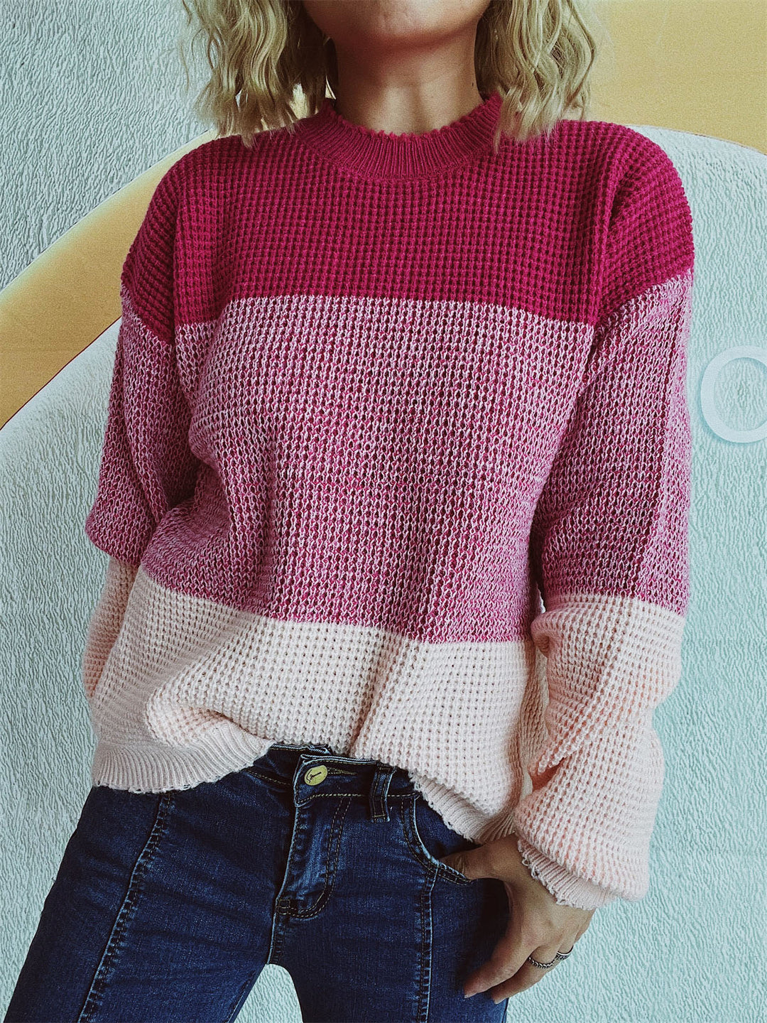 Stilla | Pullover med lange ærmer og farveblok design