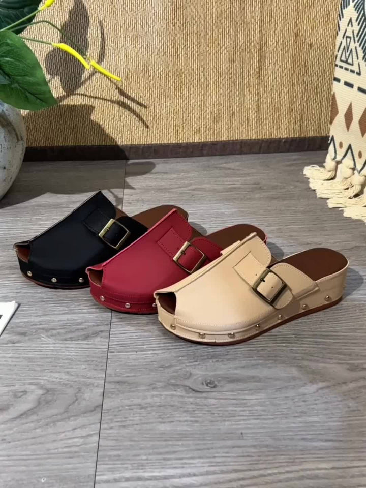 Stilla | Behagelige Sommersko På Platform Med Strap Closure Og Åben Tå