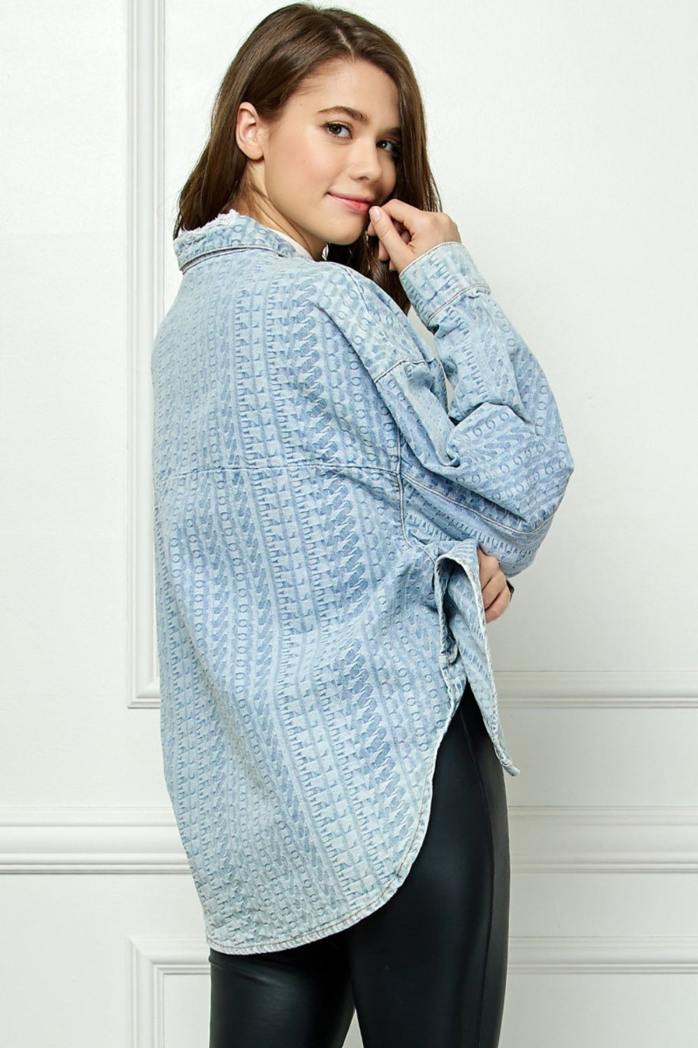Stilla | Knapper Op Droppet Skulder Denim Top