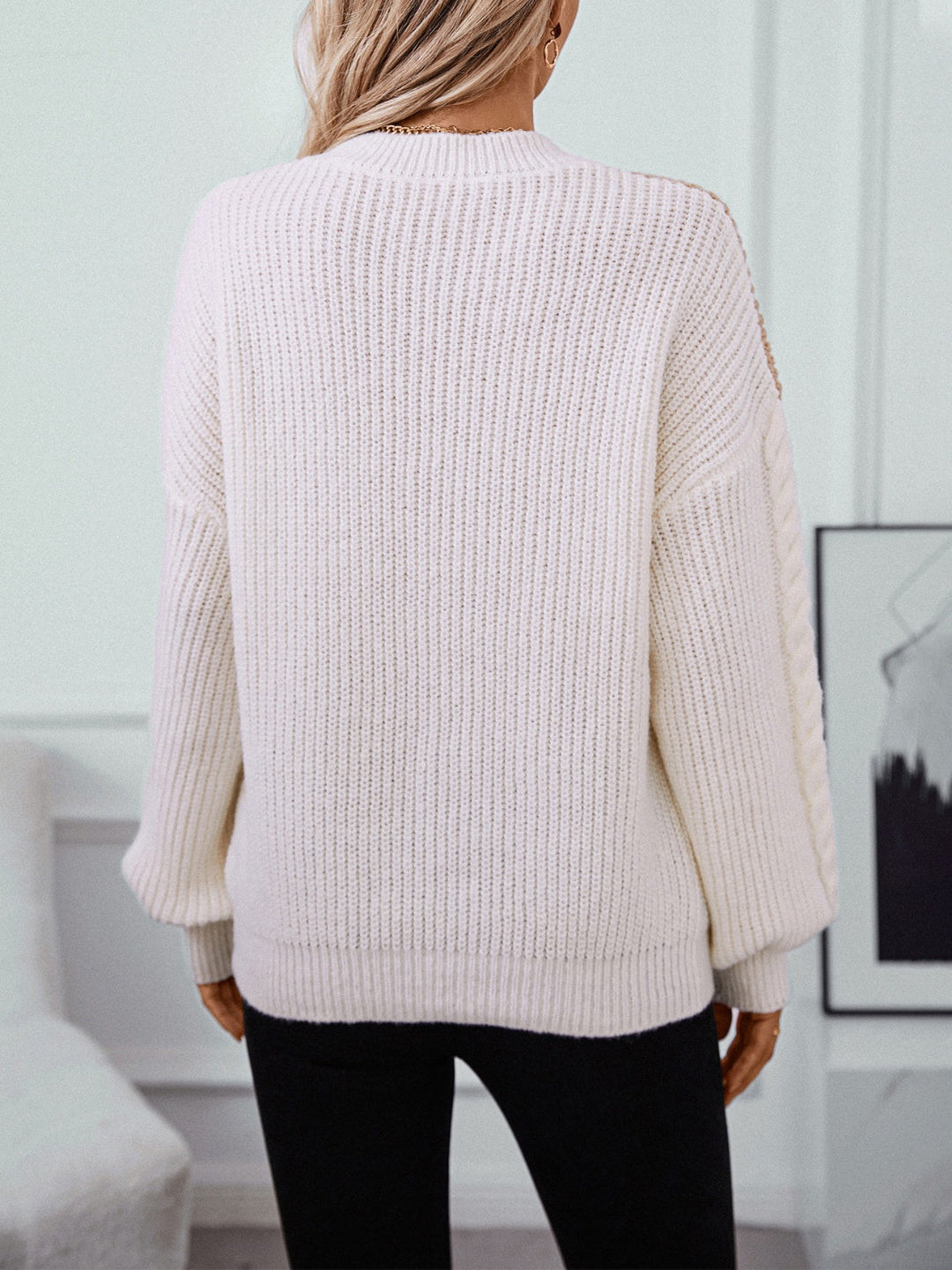 Stilla | Pullover med kontrasterende lange ærmer og rund halsudskæring