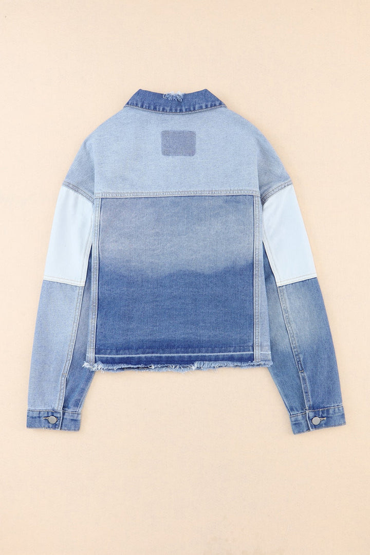 Stilla | Block Distressed Button up Denim Jakke