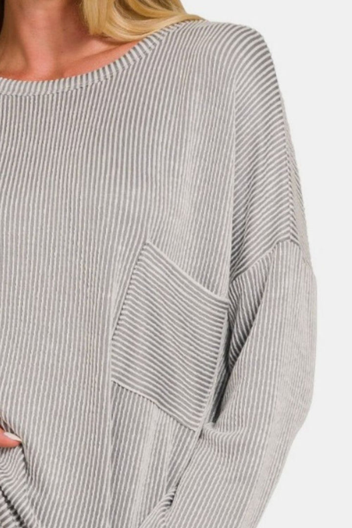 Stilla | Langærmet Rib T-shirt Med Striber