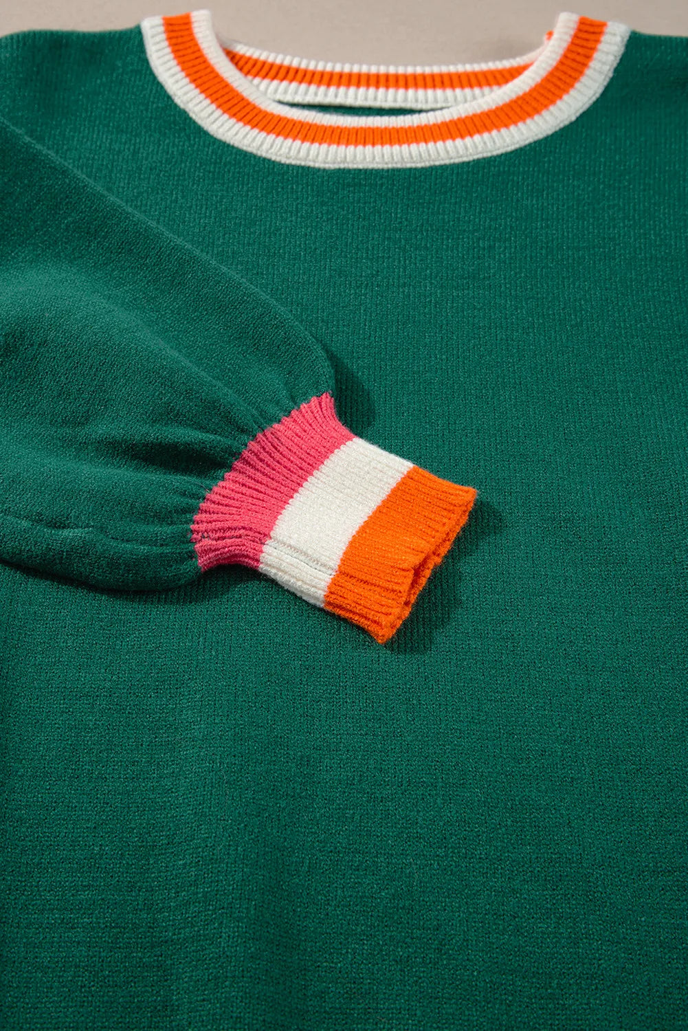 Stilla | Kontrastpullover Med Lange Ærmer og Rund Halsudskæring