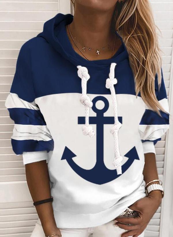 Stilla | Sweatshirt Med Hætte Farveblok Med Lange Ærmer Anchor