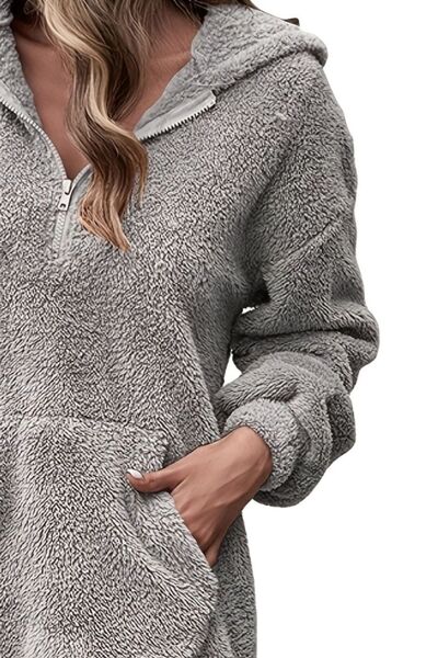 Stilla | Oversize Sweatshirt Med Halv Lynlås Og Faldende Skuldre