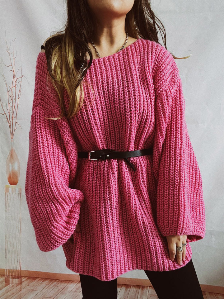 Stilla | Langærmet sweater med bådhals og bælte