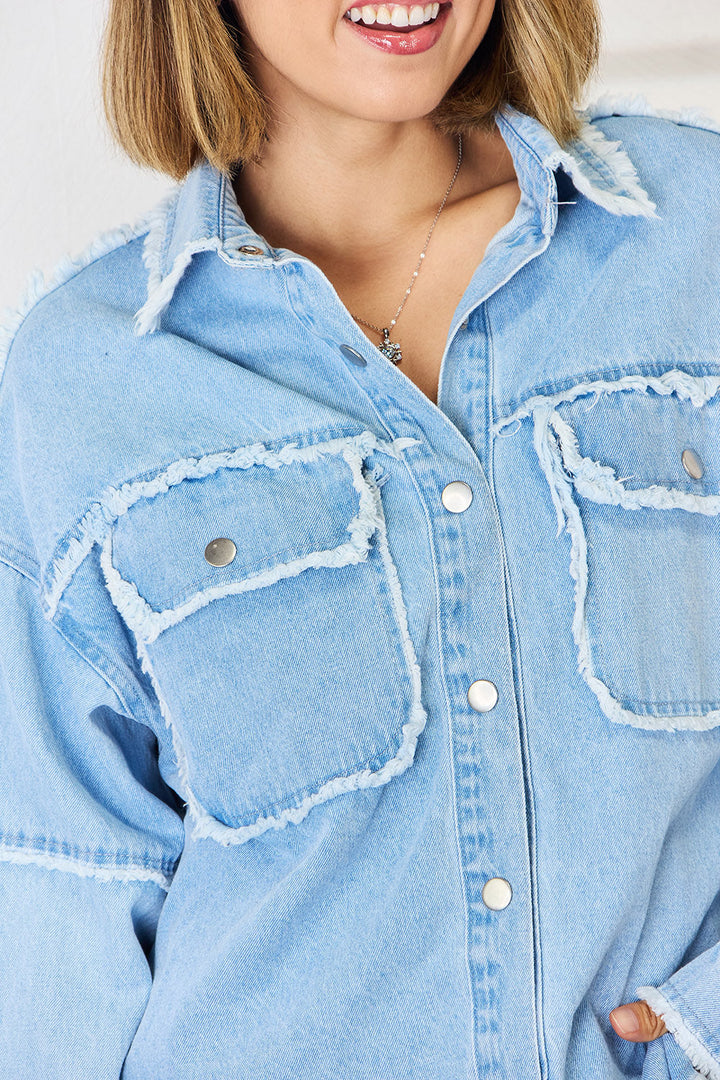 Stilla | Raw Hem Dropped Shoulder Denim Top