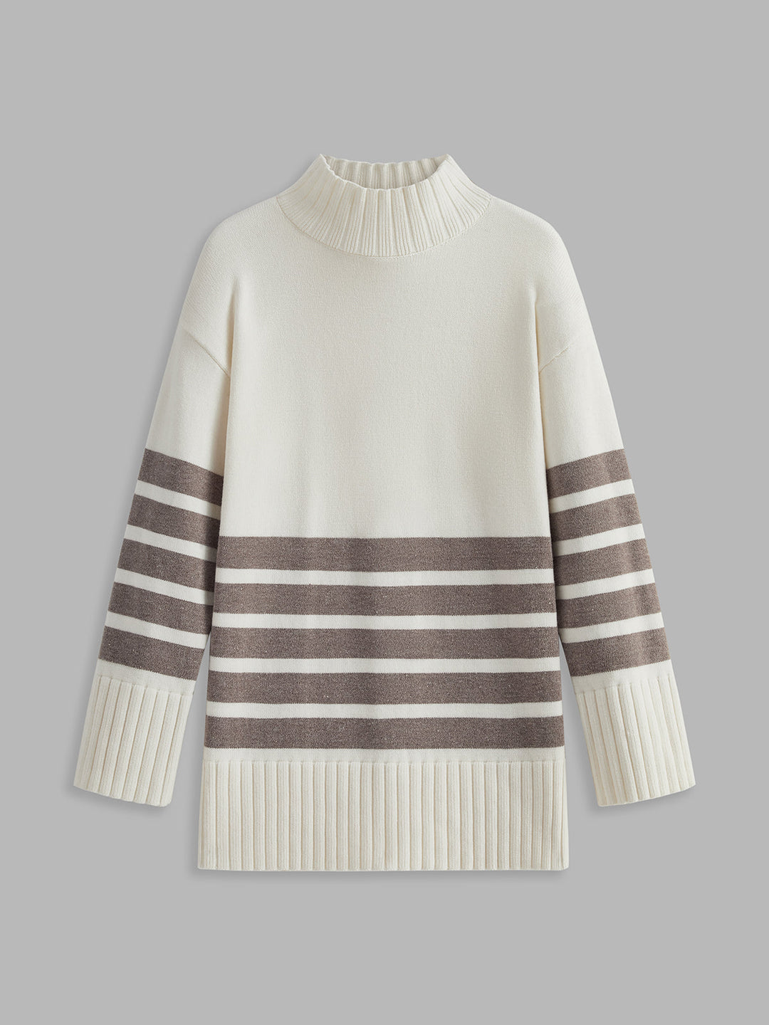 Stilla | Miss Paris Mock Neck Stribet Sweater