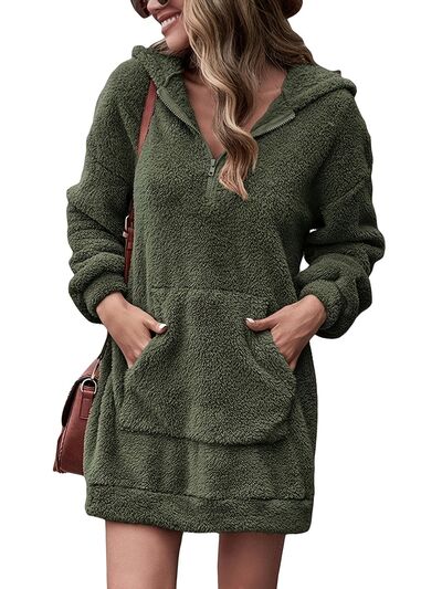Stilla | Oversize Sweatshirt Med Halv Lynlås Og Faldende Skuldre