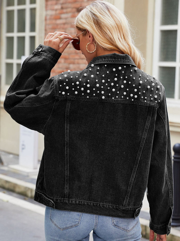 Stilla | Detaljeret Krave Langærmet Denim Jakke
