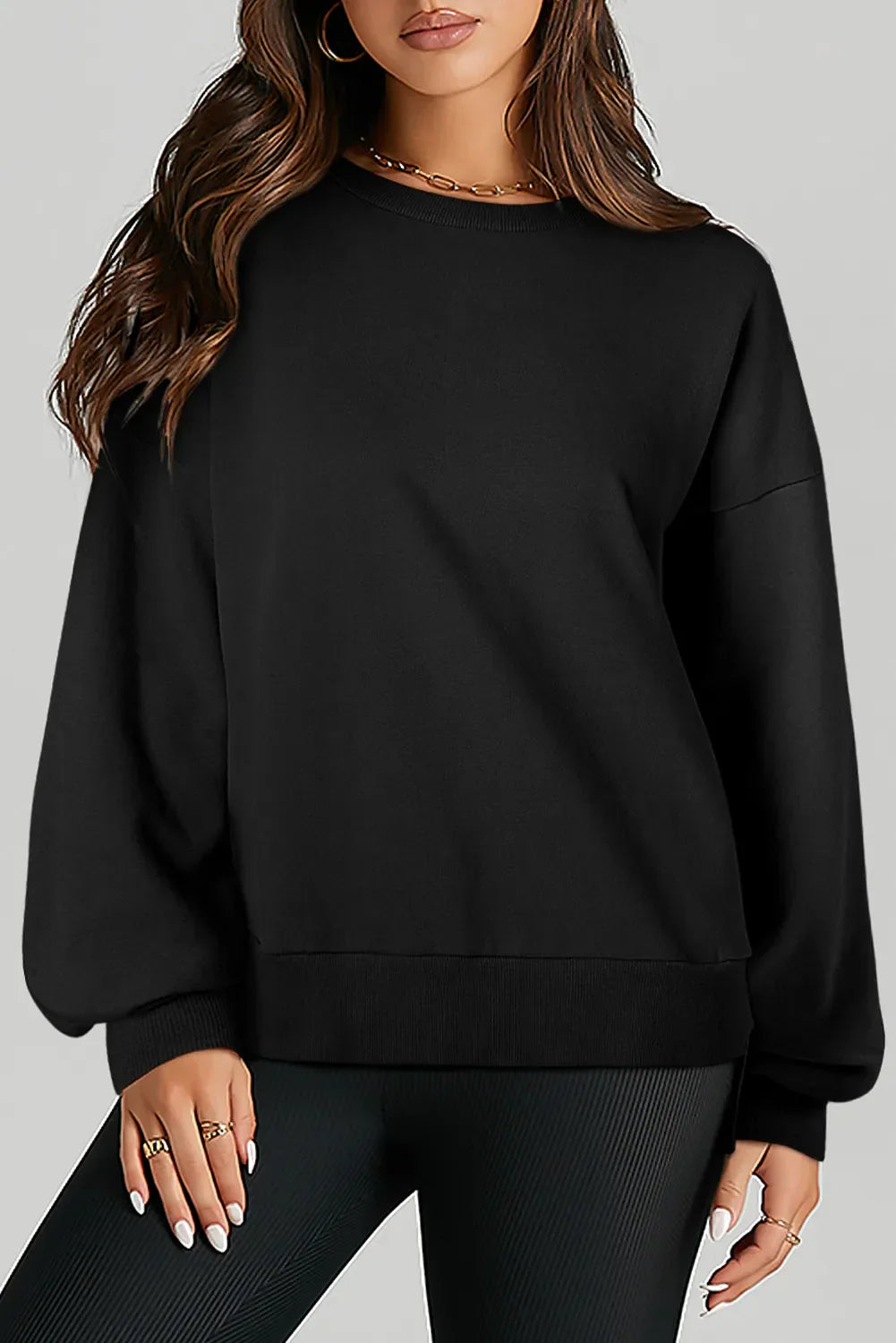 Stilla | Sweatshirt med lange ærmer og rund halsudskæring Oppe og Nede