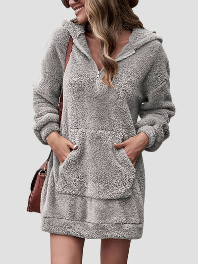 Stilla | Oversize Sweatshirt Med Halv Lynlås Og Faldende Skuldre