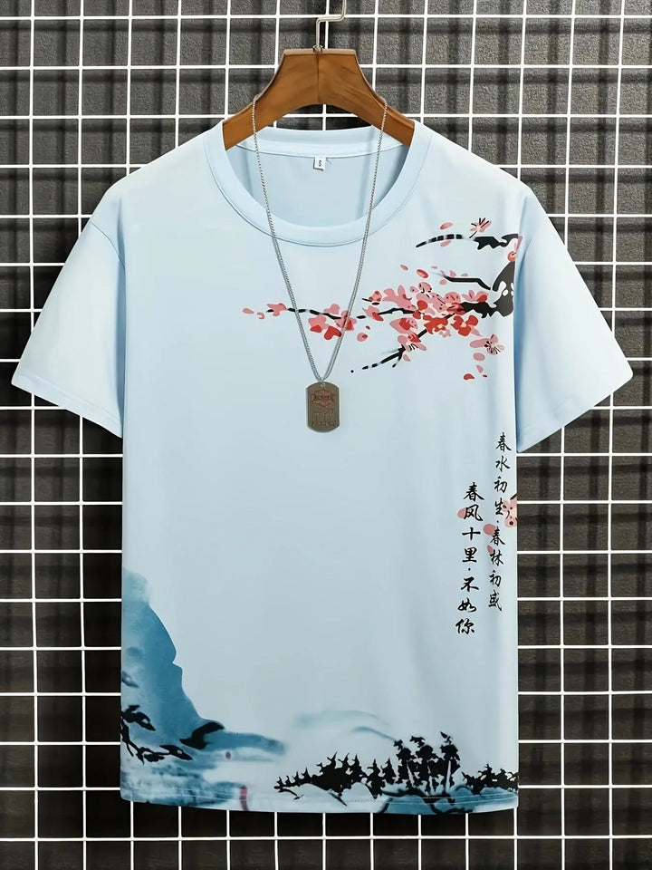 Skovae | Herre T-Shirt Blomster og Bølge Design