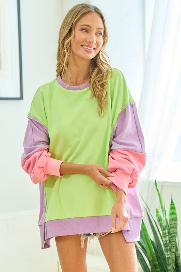 Stilla | Langærmet Sweatshirt Med Slids og Farveblokke Første Kærlighed
