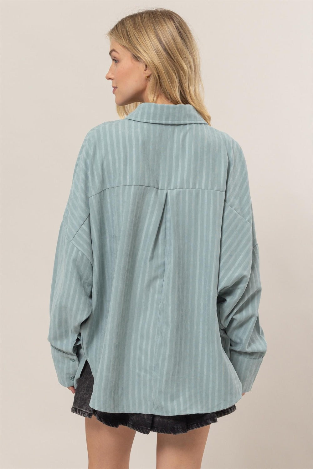 Stilla | Størrelser Button Down Skjorte Med Lange Ærmer og Striber