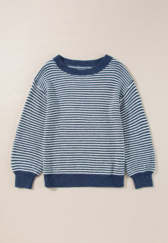 Stilla | Stribet Pullover Med Lange Ærmer og Båd Udsnit