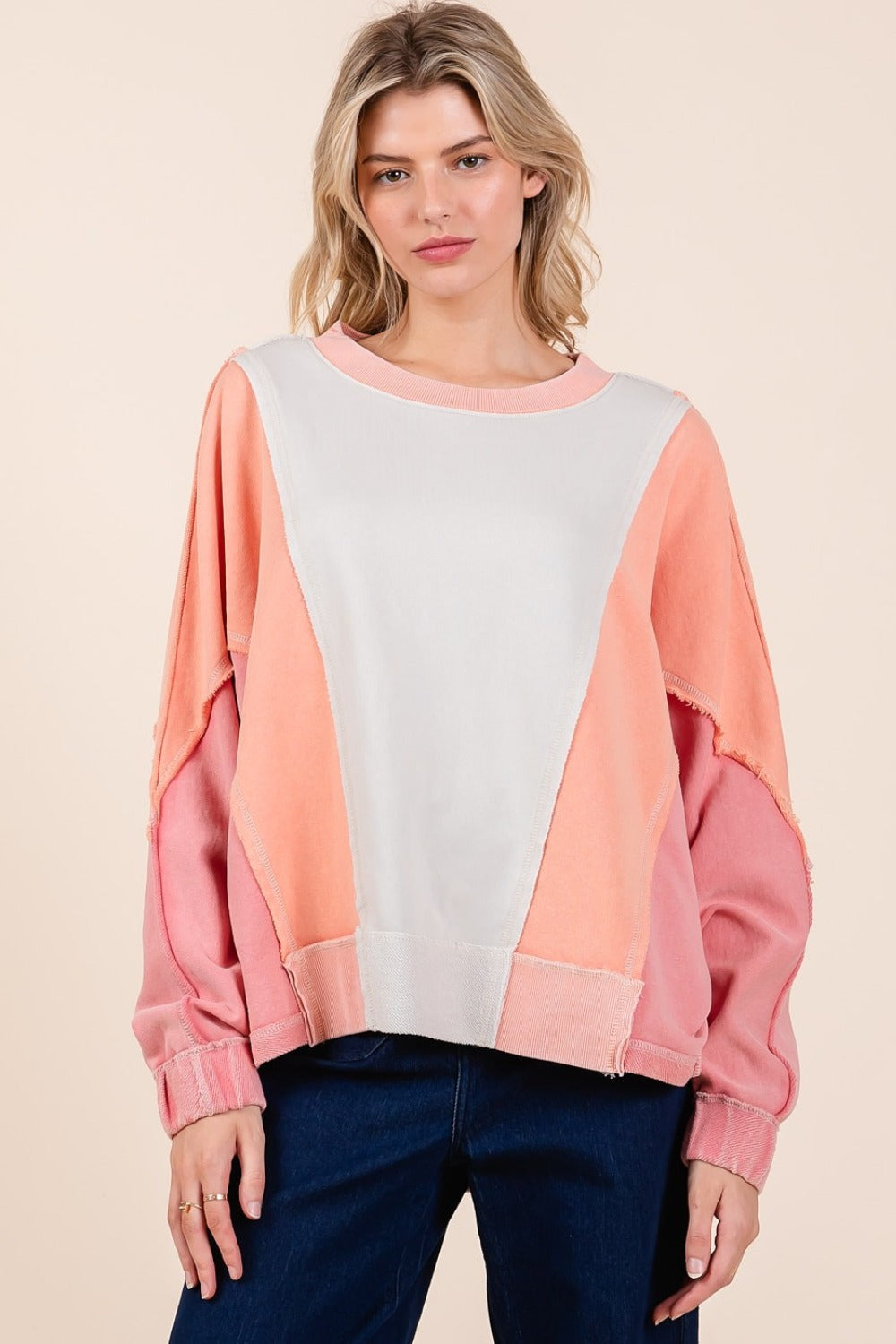 Stilla | Sweatshirt med Farveblokeret Mineralvask Mittoshop