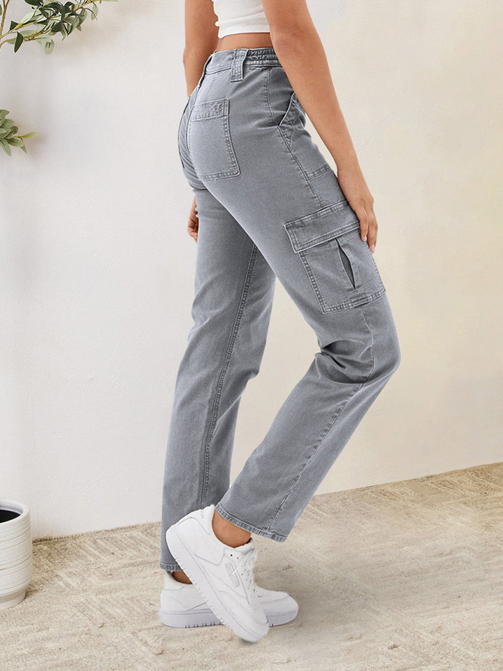 Stilla | Straight Jeans med Cargo Lommer