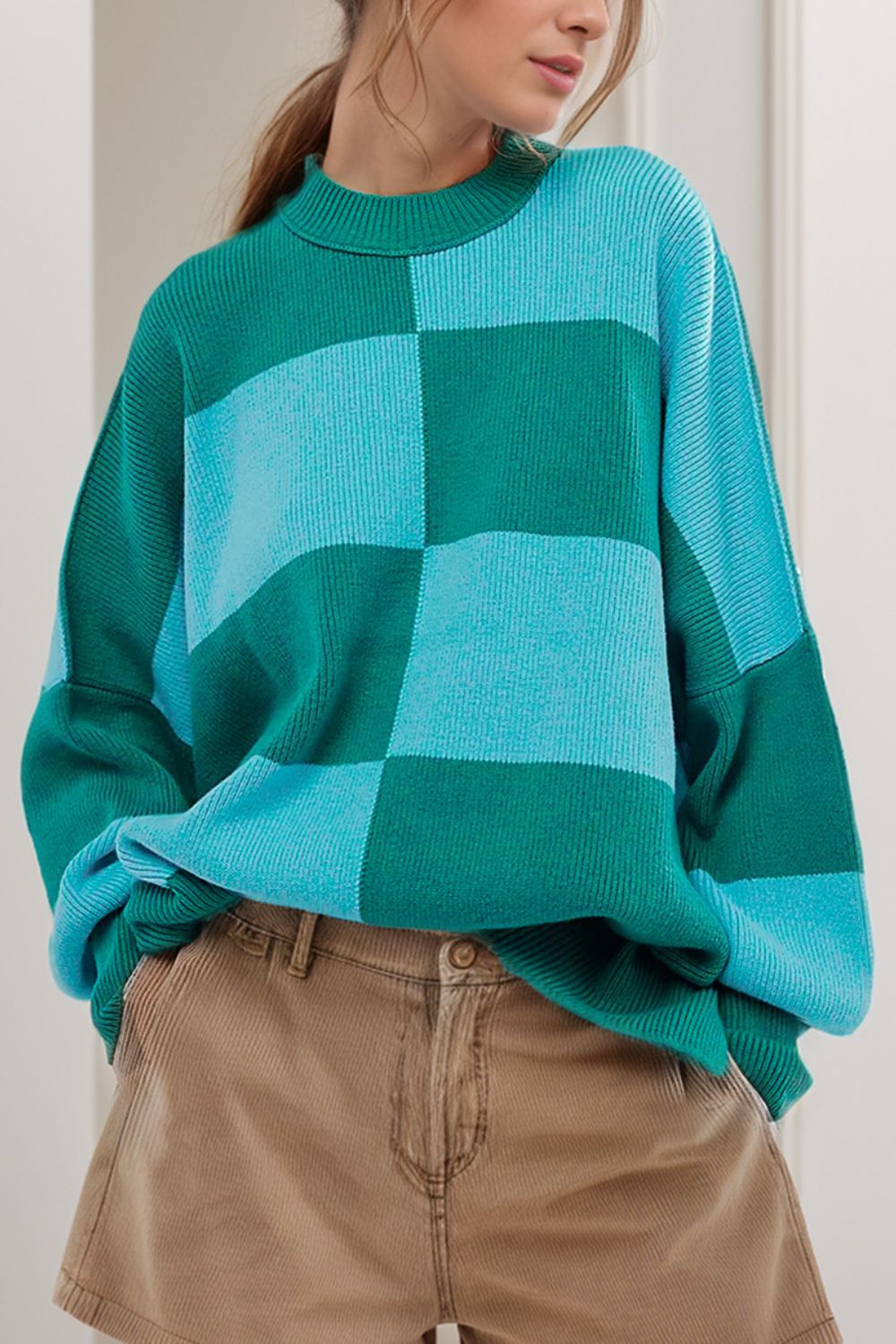 Stilla | Farveblok Pulli med Rund Halsudskæring til en Moderne Stil