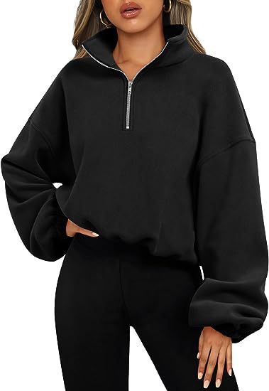 Stilla | Sweatshirt med Halv-Zip og Ståkrave