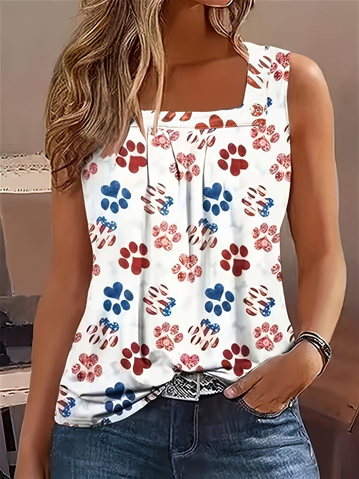 Stilla | Elegant Top Uden Ærmer Med Blomsterprint Og Poter Samt Plisseret Udskæring
