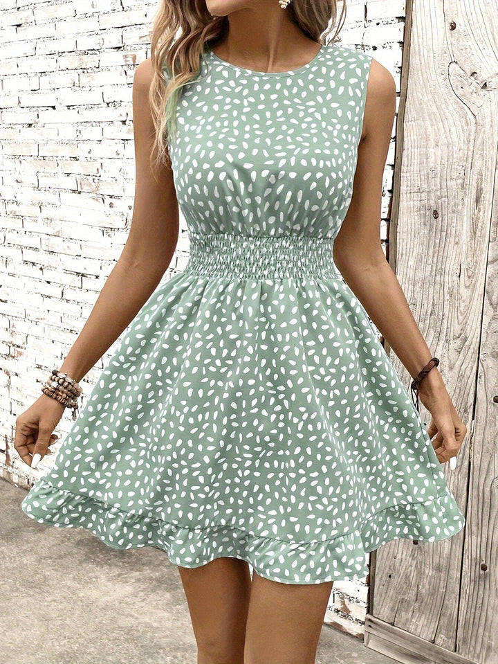Stilla | Sommerskirt A-Line Med Print Og Shirred Talje