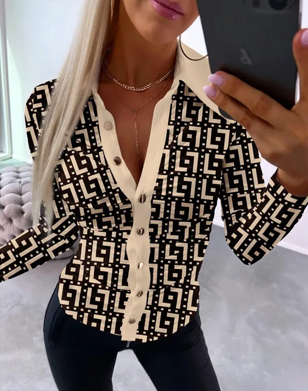 Stilla | Bluse Vintage Print Langærmet Bluse