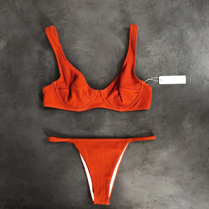 Dame Sport-Bikini-Sæt med let polstret top og høj udskæring Stilla