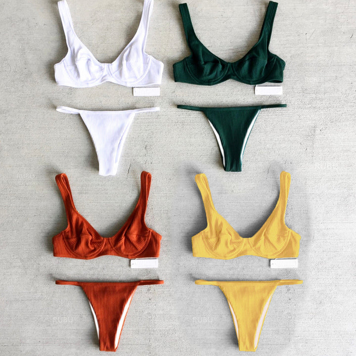 Dame Sport-Bikini-Sæt med let polstret top og høj udskæring Stilla