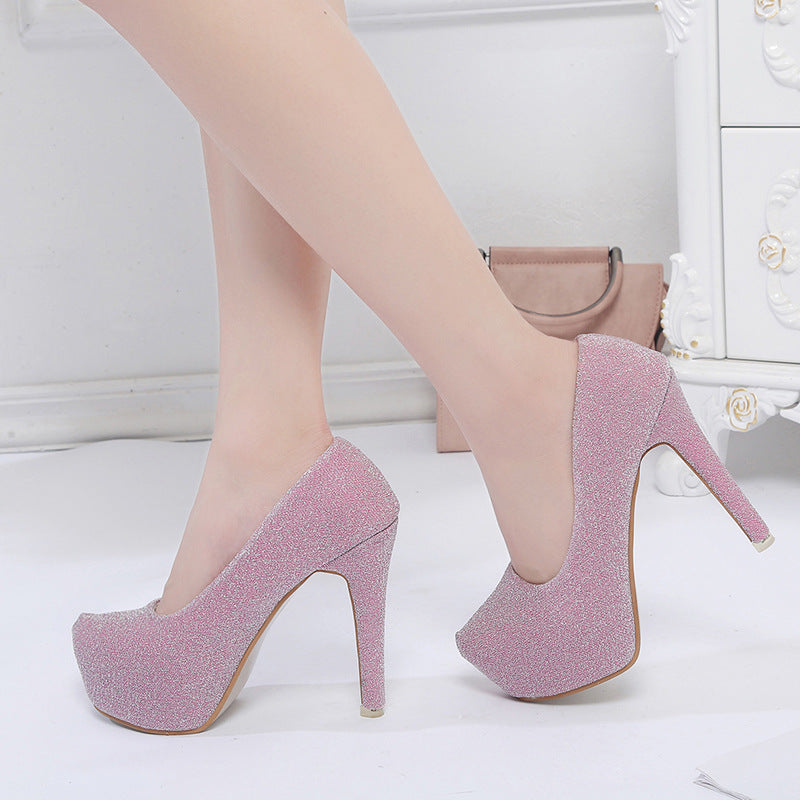 Dame Glitrende High-Heel Pumps med komfortabel plateau og eksklusivt design Stilla