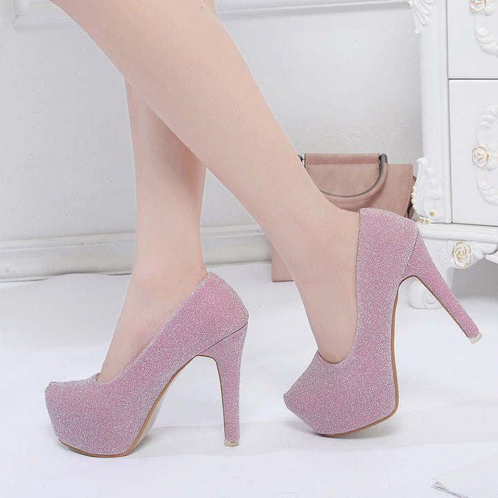 Dame Glitrende High-Heel Pumps med komfortabel plateau og eksklusivt design Stilla