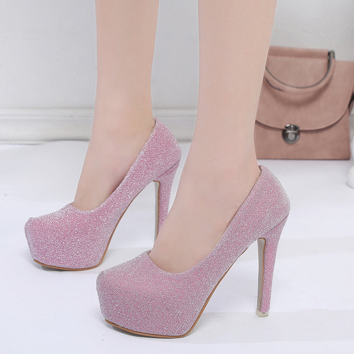 Dame Glitrende High-Heel Pumps med komfortabel plateau og eksklusivt design Stilla